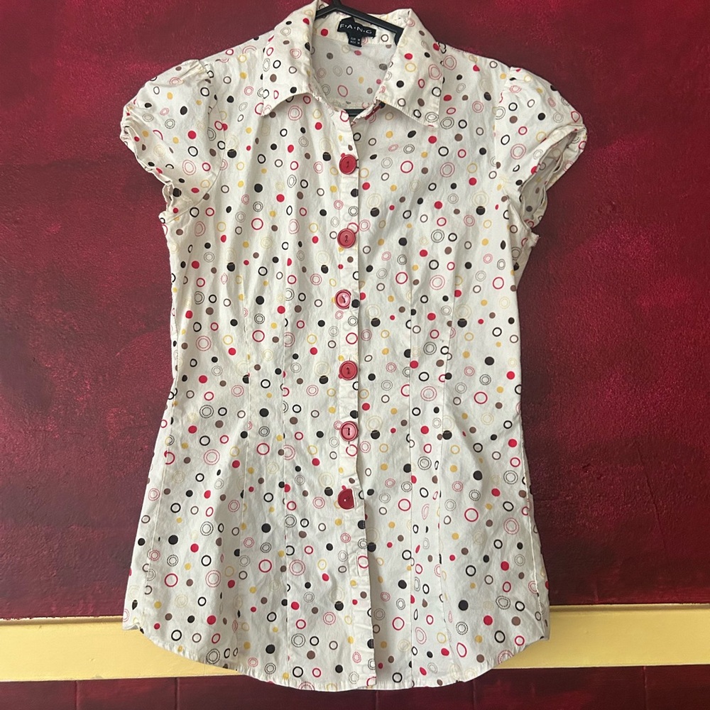 Polka Dot Button-Up Blouse